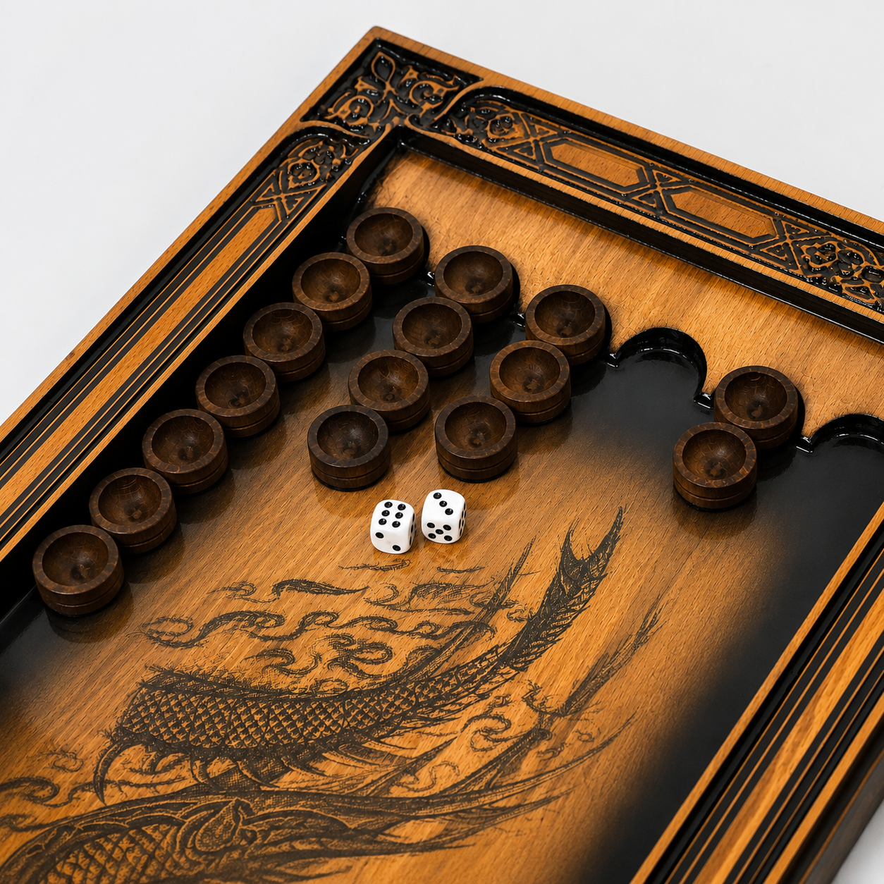 Luxury Dragon Wood Backgammon