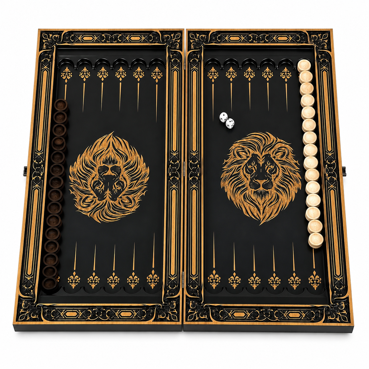 Luxury Backgammon Set made of Wood "Lion"