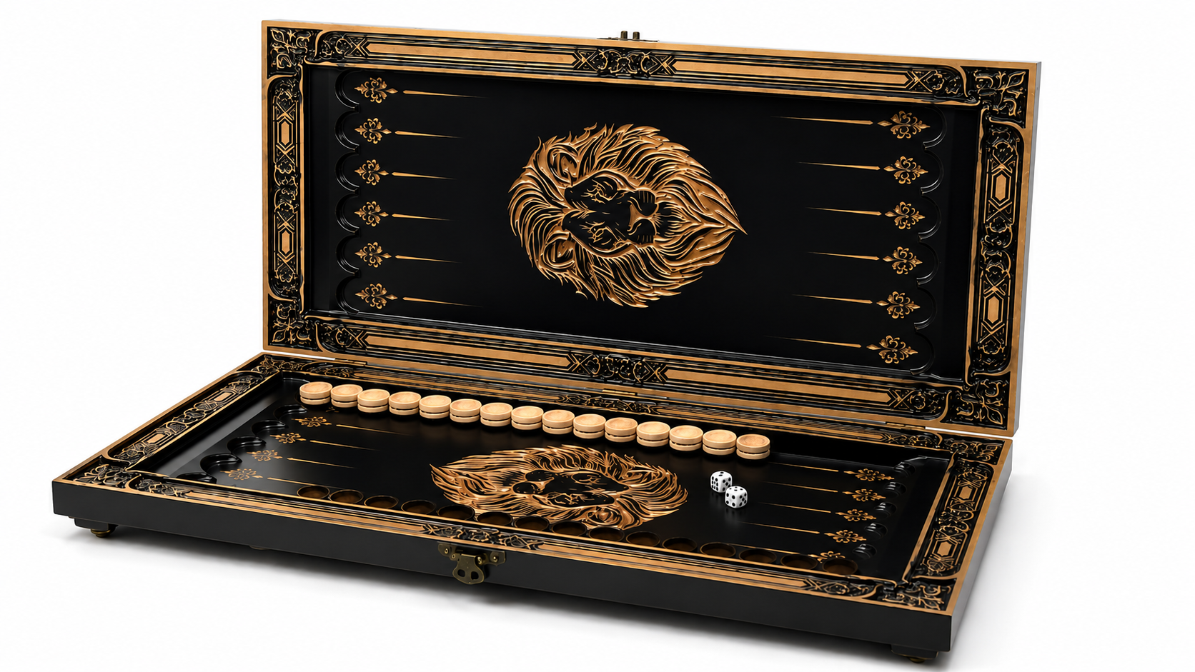 Luxury Backgammon Set made of Wood "Lion"
