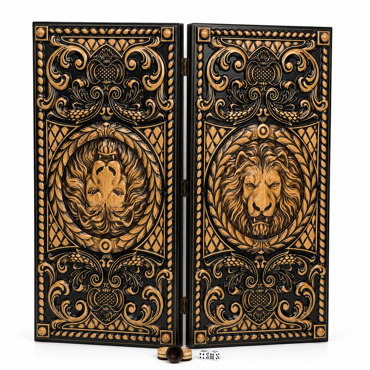 Luxury Backgammon Set made of Wood "Lion"