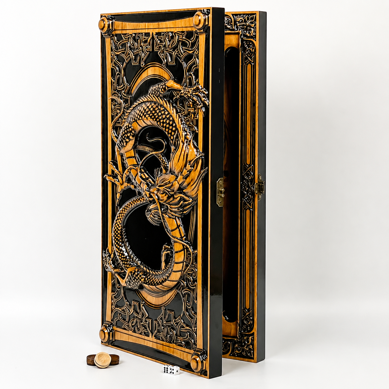 Luxury Dragon Wood Backgammon