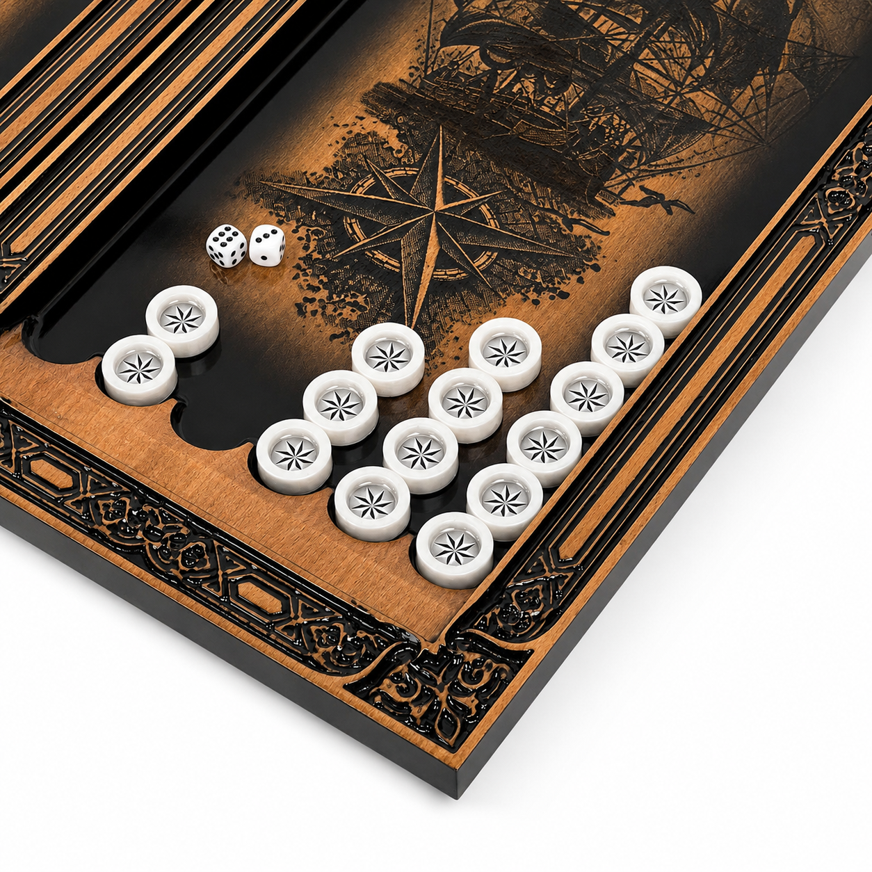 Luxury Wooden Backgammon Sailboat