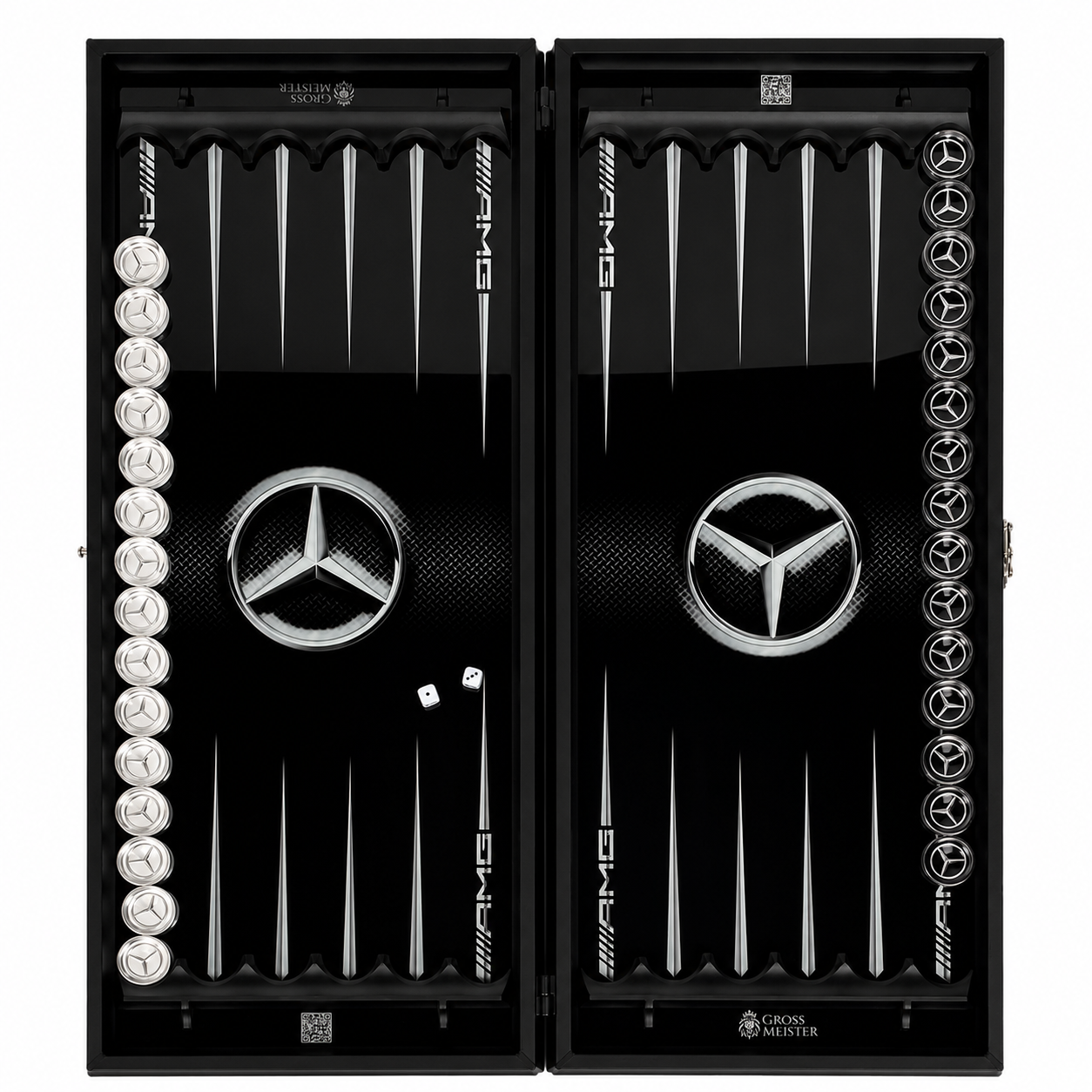 Коллекционные стеклянные нарды Mercedes Benz с культовой эмблемой бренда прочной конструкцией и современным дизайном для статусного подарка