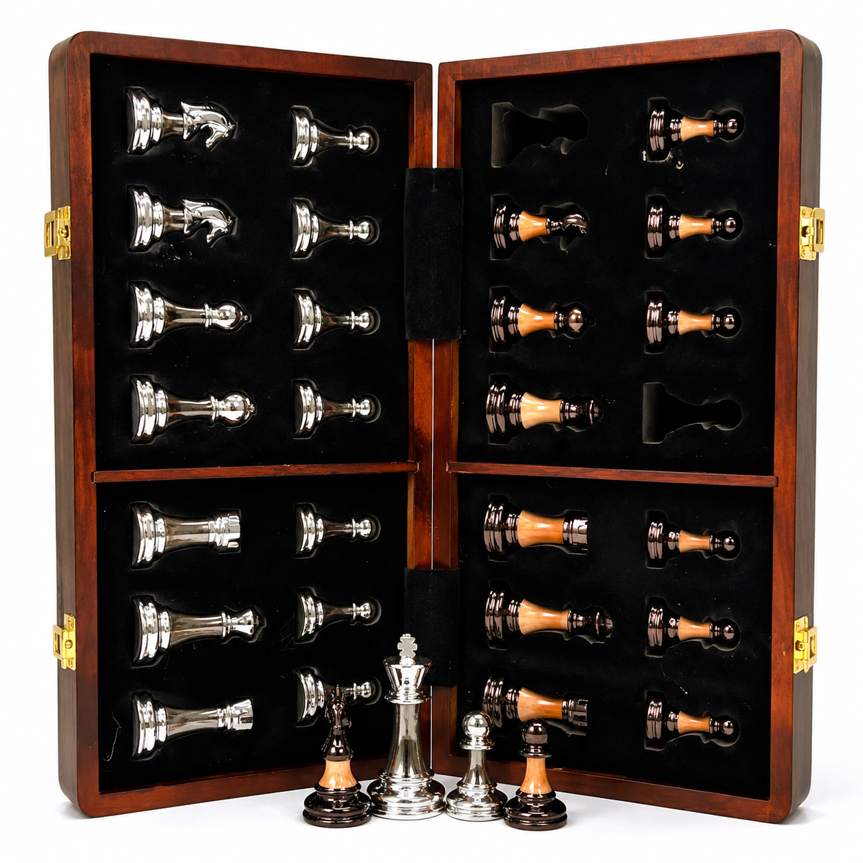 Wooden chess set with acrylic pieces