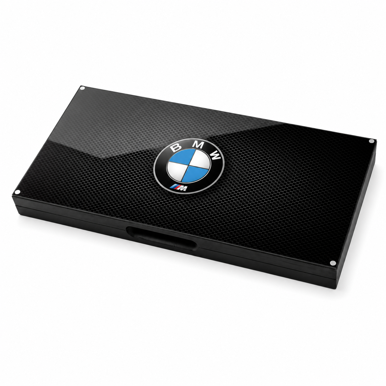 Купить стеклянные нарды BMW Carbon 60 см с элегантным карбоновым дизайном закалённым стеклом и стильным логотипом для подарка автолюбителю
