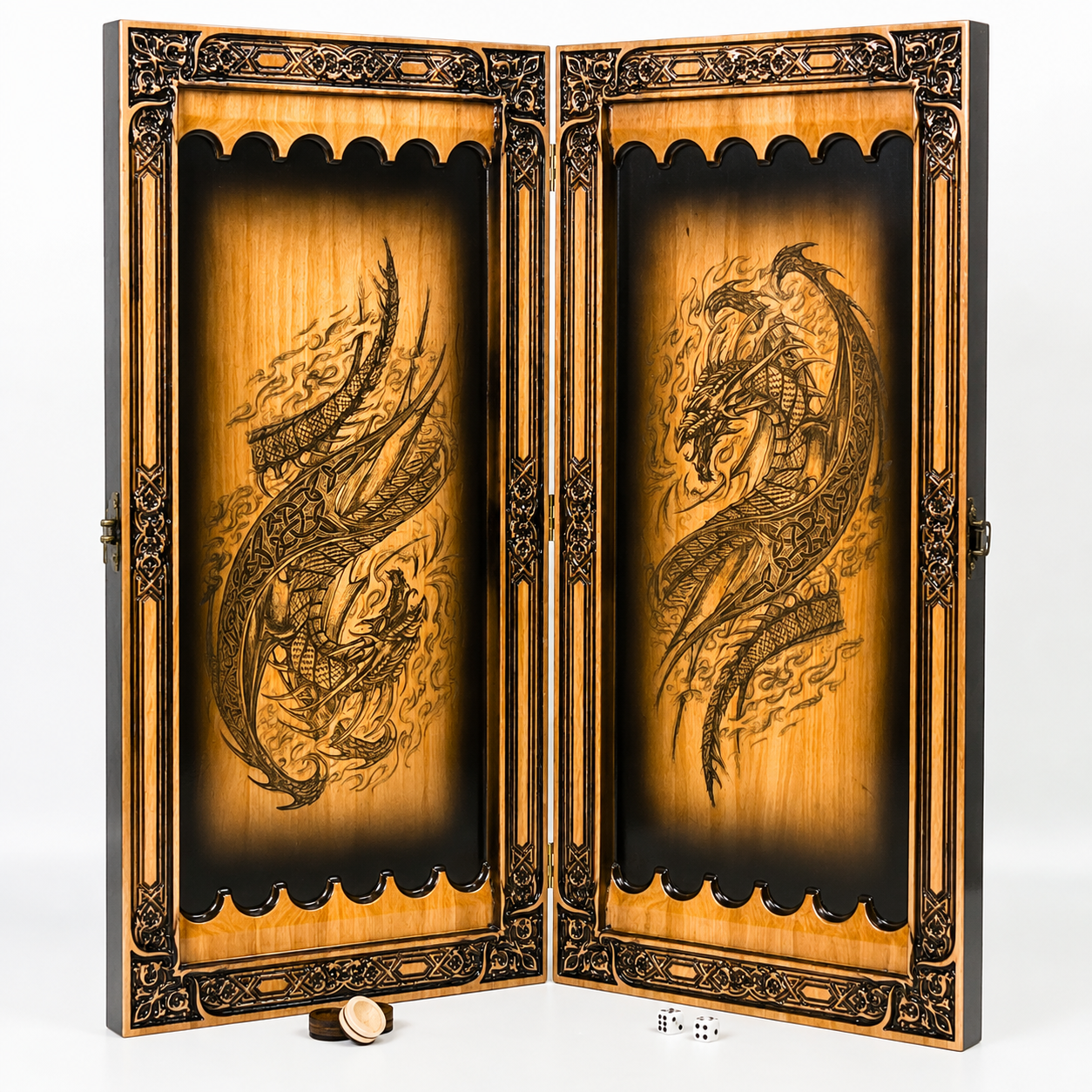 Luxury Dragon Wood Backgammon