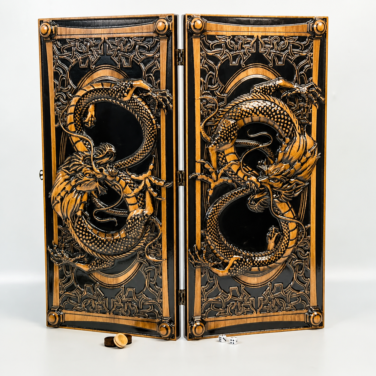 Luxury Dragon Wood Backgammon