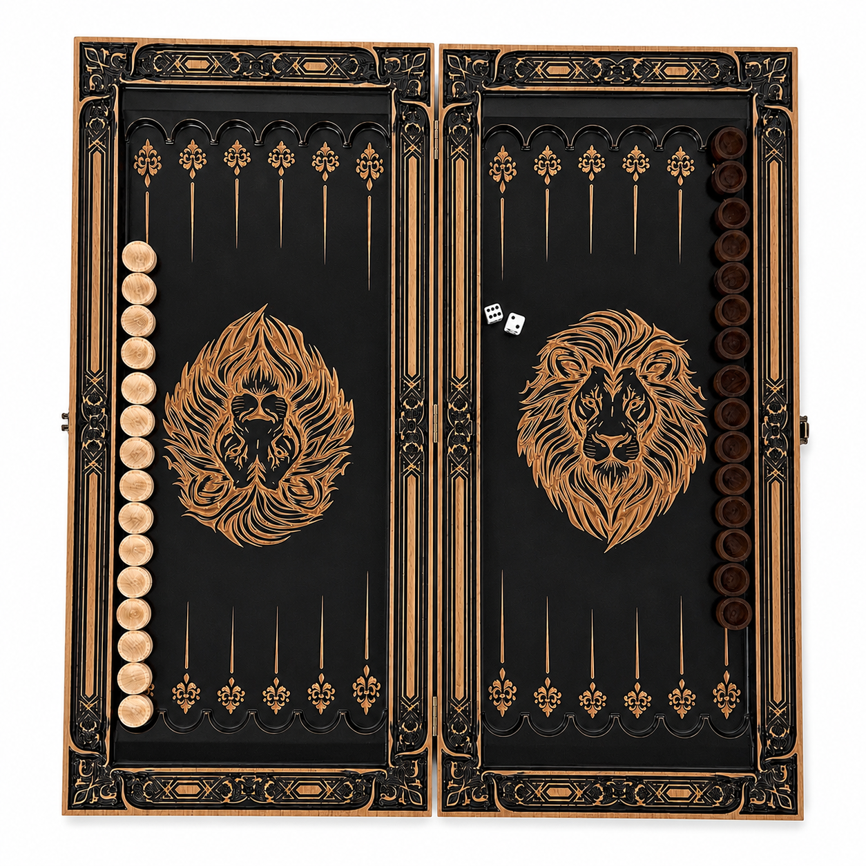 Luxury Backgammon Set made of Wood "Lion"