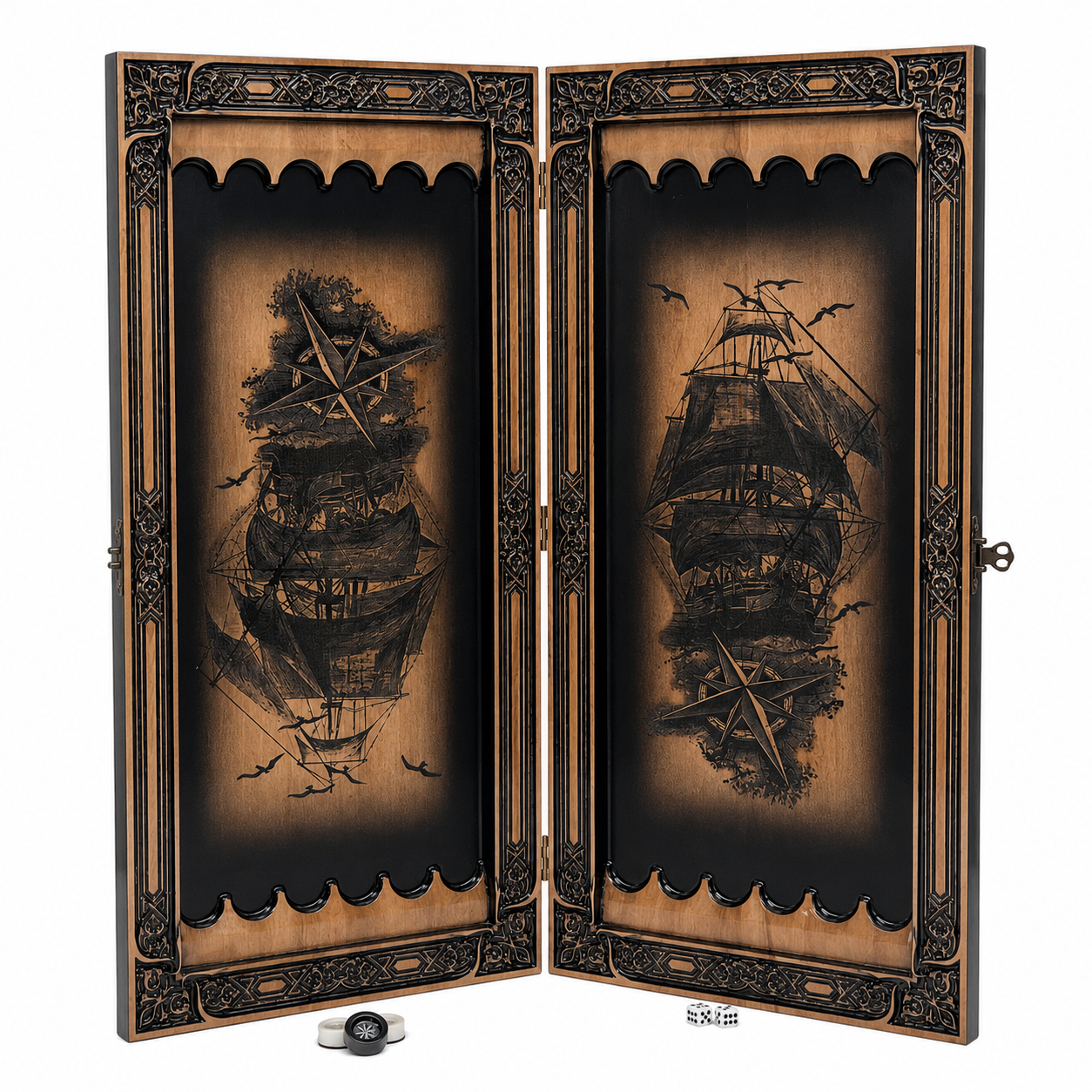 Luxury Wooden Backgammon Sailboat