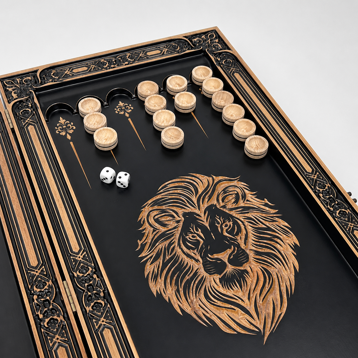 Luxury Backgammon Set made of Wood "Lion"