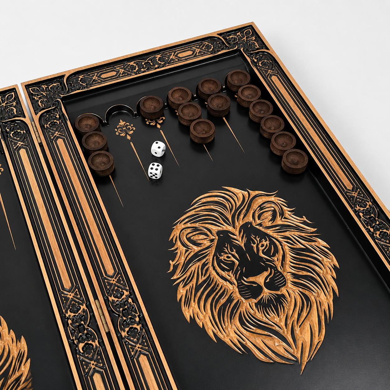 Luxury Backgammon Set made of Wood "Lion"