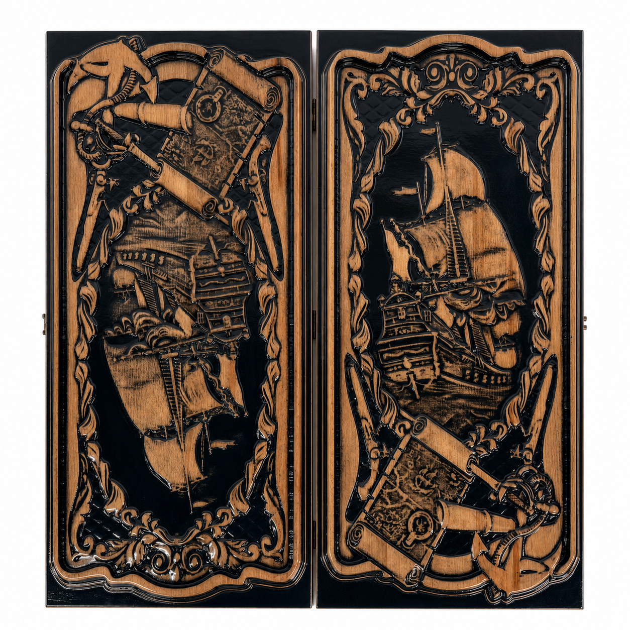 Luxury Wooden Backgammon Sailboat