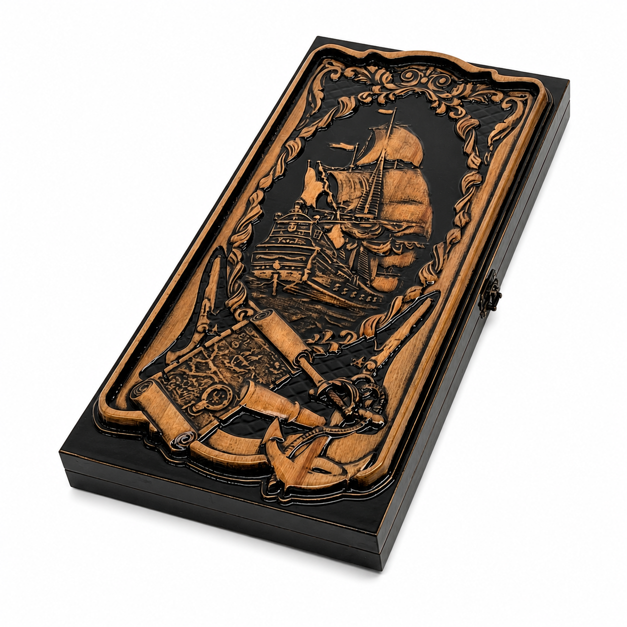 Luxury Wooden Backgammon Sailboat