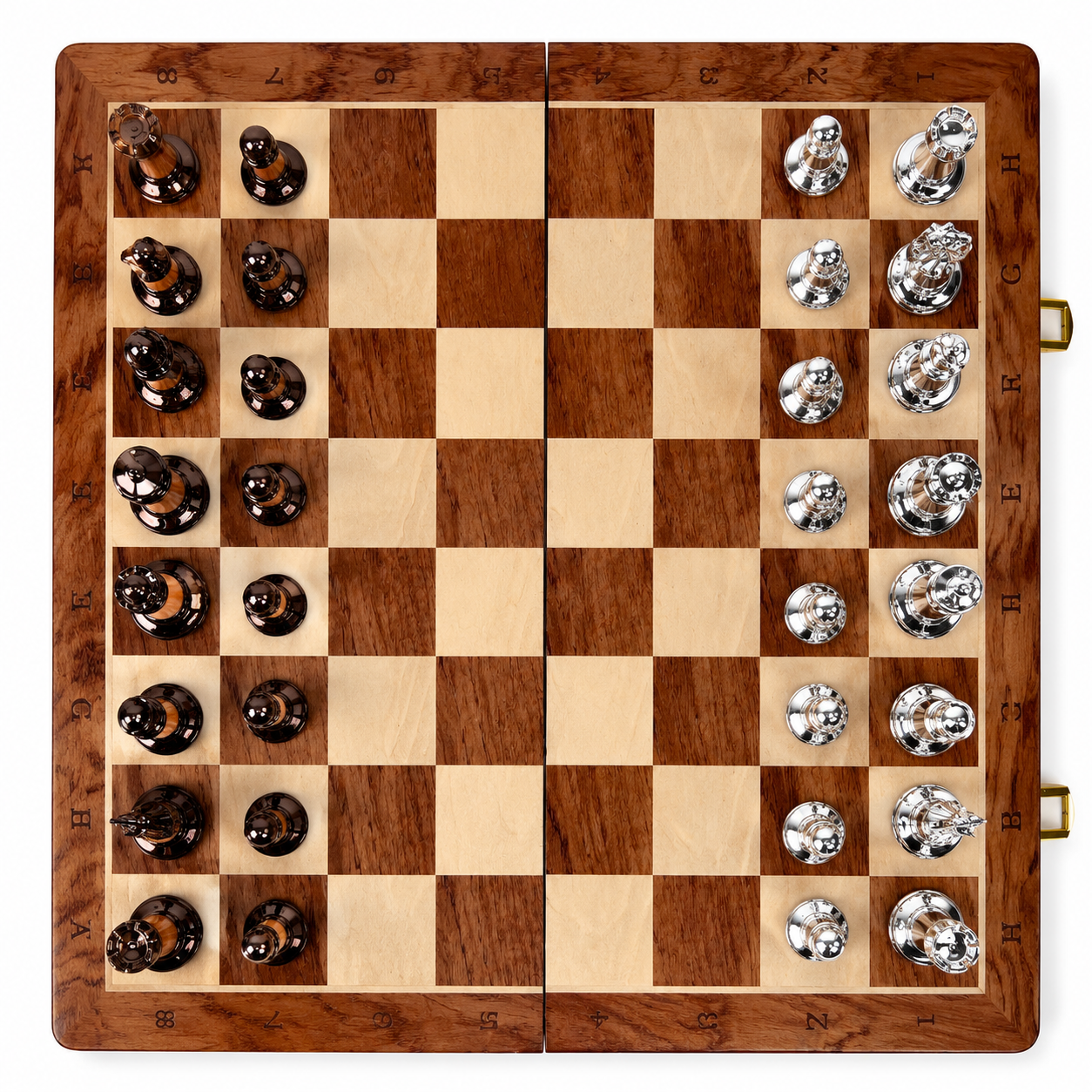 Wooden chess set with acrylic pieces