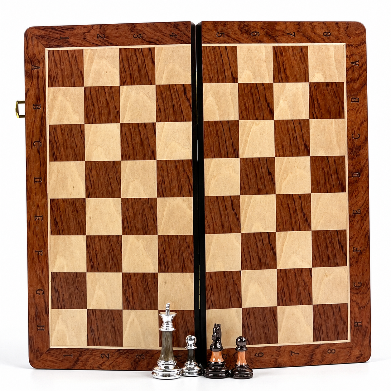 Wooden chess set with acrylic pieces